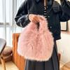 Moda Europeia e Americana Nicho Bolsa de Mão Grande Capacidade Outono e Inverno Versátil Bolsa de Pelúcia Estilo Ins Estilo Coreano Elegante Bolsa para o Trabalho Feminina