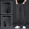 Jeans de algodão stretch de alta qualidade italiano para homens, calças finas de verão folgadas retas elásticas business casual para homens de meia-idade