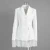 Blazer de Encaje Transfronterizo Estilo Europeo y Americano Otoño 2025 Nueva Moda Elegante Moda Encaje Patchwork Blazer Ceñido a la Cintura con Bolsillos de Solapa