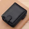 Cartera Plegable tipo Acordeón con Cremallera para Hombre, Cartera para Monedas de Moda de Gran Capacidad, Portatarjetas de Identificación Multifuncional de Alta Gama, Piel de Vaca de Primera Capa