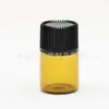 2ml Botella pequeña de aceite esencial marrón tapón de sellado tapa negra de grano fino botella vacía botella palillos botella sub-botella al por mayor