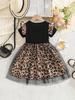Vestido de Verano para Bebé Niña Más Vendido 2026 Nuevo Elegante Estampado de Retazos Animal Print Malla