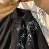 Novo Estilo Chinês Estilo Nacional Bambu Bordado Camisa de manga curta Masculina Primavera e Verão Moda Marca Solta Casual plus size Camisa Jaqueta Masculina