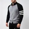 2026 Nuevo Llegada Suéter Cardigan para Hombre Marca de Moda Trendy Bloque de Color Patchwork Cuello Alto Tejido Chaqueta Hombre