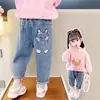 Calça Pantalona para Meninas 2026 Nova Coleção Primavera/Outono Estilo Coreano Moderno para Crianças Solta Estilosa Jeans para Bebê Calça Reta