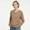 Suéter de punto de marca de moda de comercio exterior transfronterizo de Amazon MAX original con cuello en V de color sólido color dopamina de cuello redondo para mujer