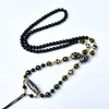 Cordão de Lanyard Feito à Mão de Xizang Estilo Étnico Pingente de Cartão de Buda Thangka Corrente Contas Pretas Colar Colorido Retrô Unissex