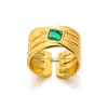 Anillo retro europeo y americano de acero inoxidable chapado en oro de 18k incrustado con piedra natural joyería joyería al por mayor