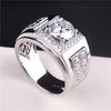 Anillo de Hombre de Diamante Redondo Cuadrado Moderno y Generoso Anillo de Hombre de Celebridad de Internet Juego de Grupo Luz de Estrella Anillo de Boda Moderno