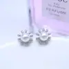 Novos brincos de tarraxa com pérola e girassol estilo coreano para mulheres, brincos geométricos de linha com zircônia incrustada de alta qualidade, luxo leve, atacado