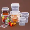Cubo cuadrado de grado alimenticio con tapa, cubo de embalaje 0.5L para polvo de hielo, té de leche, cubo de embalaje 1L para pesca de frutas, cubo de plástico transparente 2L