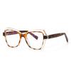Gafas color té con leche nuevas anti-luz azul 2217 estilo europeo y americano textura de doble capa imitación de acetato montura óptica transfronteriza en stock mujer