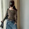 Conjunto de dos piezas para niña: top de rayas de manga larga y pantalones de pierna ancha, para primavera y otoño, en un estilo coreano moderno, adecuado para el uso diario casual, colección de otoño coreana