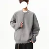 Suéter cárdigan redondo retro de botones turquesa para hombre y mujer, otoño invierno, peso pesado, de alta gama, versátil, exterior de punto casual