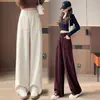 Terno de veludo cotelê azul escuro de alta qualidade, corte slim, forro de fleece, chenille, calça de perna larga, cintura alta, emagrecedor, casual, calça de perna reta