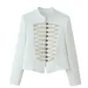 Chaqueta de moda popular europea y americana para mujer en AliExpress INS, con cuello alto, botones y manga larga, transfronteriza