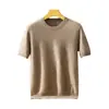 Nuevo suéter de cachemir Bai Cai Rong para hombre, cuello redondo plano, otoño 2026, casual de negocios, lujo ligero, versátil, corte holgado, manga corta