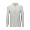 Camisa POLO Outono Gola Alta Zíper Manga Longa Logo Personalizado Liso Meio Zíper Lapela Lyocell Camiseta Longa Bordado