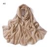 Comércio Exterior Simples Cor Sólida Flor Pequena Espiga de Trigo Renda Pérola Chiffon Lenço Longo Leve Respirável Lenço de Cabeça para Mulheres
