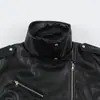 Ropa de Otoño para Mujer de Estilo Nuevo Transfronterizo Europeo y Americano Chaqueta de Motocicleta Abrigo de Cuero Largo para Mujer