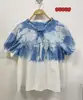 Vestido artístico azul tie-dye hecho a mano de Radix Isatidis de planta pura original, sobrecapas exteriores protectoras solares