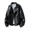 Chaqueta de Cuero Retro Americana Unisex con Solapa para Hombres y Mujeres Otoño e Invierno 2025 Chaqueta de Piel Sintética Fresca y Engrosada con Terciopelo