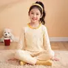 Pijama feminino, algodão puro, roupas de outono para meninas, conjunto de roupa íntima térmica, camiseta base de algodão para bebês e crianças no inverno