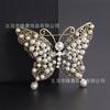 Broche de borboleta temperamento de luxo de alta qualidade, moda all-match, liga, gota de óleo, diamante, inseto, terno, casaco, acessórios, pino