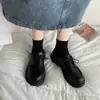 Zapatos de Cuero con Cordones, Planos, Punta Redonda, Estilo Lolita JK Uniforme Estudiante para Mujer, Otoño 2025, Nuevo Estilo Coreano, Versátiles
