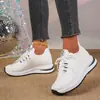 Zapatos Deportivos para Mujer de Exportación Transfronteriza Primavera y Otoño 2025 Nuevos de Malla Tejida Fly con Suela Gruesa con Cordones para Deporte y Ocio