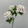Flor de hortensia artificial de alta calidad, flor falsa de un solo tallo, flor de bola de nieve, decoración para sala de estar y mesa de comedor, arreglo floral, hortensia de madera