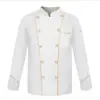 Ropa de chef de manga larga ropa de trabajo de chef chef pastelero chef de cocina de hotel restaurante botón dorado