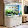 Tanque de Peixes Ecológico Novo Modelo 2026 com Filtro Inferior Grande para Sala de Estar, Uso Doméstico, Sem Troca de Água Necessária, Tanque de Peixes Grande Curvo de Vidro Ultra-Branco de Arco Duplo