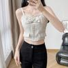 Chica Caliente Estilo Chanel Lazo de Diamantes Hermoso Sentido del Diseño de Espalda Tirante Pequeño Integrado Almohadilla de Pecho Ropa Interior Chaleco Sexy