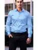 Camisa Ajustada Estilo Chico Rudo Europeo y Americano para Hombre Corte Slim Fit Sin Planchar Manga Larga Cárdigan Brillante Reflectante Camisa Casual de Trabajo Moderna