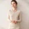 Camisa de Lana Clásica con Escote Corazón para Mujer Color Sólido Sencilla Camiseta de Punto Básica de Una Línea Lista para Usar Suéter Sin Costuras Mangas Largas