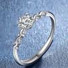 Anillo de Diamantes de Seis Garras con Borde de Rama de Flor Plata Pura S925 Temperamento de Lujo Ligero Rojo de Internet Micro-incrustado Anillo Femenino de Diamantes Anillo Abierto Joyería