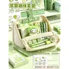 Set de papelería Gato Manzana con Estuche Desmontable de Trébol de Cuatro Hojas - Práctico Regalo de Vuelta a Clases y Cumpleaños
