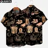 Estación Independiente Transfronteriza Halloween Impresión Digital 3D Manga Corta talla extra para Hombre Holgada Camisa de Fiesta Kuso
