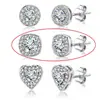 Conjunto Popular Transfronterizo de Pendientes de Circonita Dorada, Formas Redondas, Cuadradas y de Corazón, Joyería de Moda para Mujer para el Día a Día