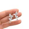 Juego de aretes plateados de primavera y verano aguja de plata s925 moda de alto sentido Joker cara cuadrada aretes delgados regalo venta al por mayor