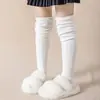 Calcetines Gruesos Térmicos de Terciopelo para Niñas, Sueltos, Color Sólido Negro y Blanco, Hasta la Rodilla, Calcetas de Estudiante, Calcetines Altos, Calcetines para Pantorrilla, Venta al por Mayor
