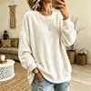 Europeu e Americano 2026 Novo Outono/Inverno Feminino Manga Longa Cor Lisa Casual Gola Redonda Moletom de Veludo Top Mais Vendido Bestseller