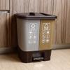 Cubo de Basura para Clasificación de Residuos Reciclable de Doble Compartimento Dos en Uno Separación de Residuos Secos y Húmedos Cocina Hogar Exterior Modelo Grande con Pedal