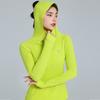 Roupas de Fitness Mulheres de manga comprida Correndo de secagem rápida Jaqueta com capuz Esportes respiráveis finos Top High Elastic Yoga Clothing para o verão