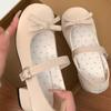 Zapatos de Cuero Pequeños Versátiles con Lazo de Suela Gruesa y Tacón Grueso para Mujer Retro Verano 2025 Nuevos Zapatos Mary Jane Franceses de Punta Redonda