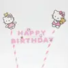 Bandera de Pastel de Cumpleaños Infantil Tarjeta Feliz Cumpleaños Cerdo Doraemon Enchufe Capitán América Enchufe para Pastel