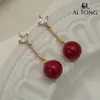 Pendientes de Perla Transparente Macaron Ai Tong Jewelry Pendientes Dulces y Delicados Atmósfera Suave Pendientes Retro Versátiles