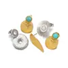 Pendientes de Acero Inoxidable con Textura de Piedra Preciosa Transfronterizos Pendientes Retro de Perlas Pendientes Europeos y Americanos DIY Joyería de Temperamento Venta al por Mayor