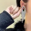 Pendientes de Borla de Plata con Circonita de Diamante Completo Super Brillantes Estilo Vestido de Fiesta Elegante de Gama Alta Pendientes Nuevos de Aguja de Plata